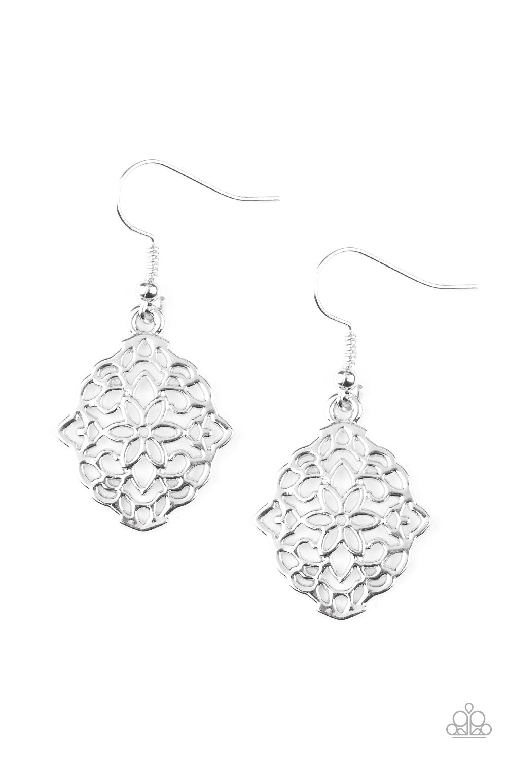 Flirty Florals - Silver Paparazzi Earrings