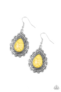 Mesa Mustang - Yellow Paparazzi Earrings