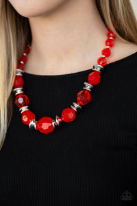 Dine and Dash - Red Paparazzi Necklace Set