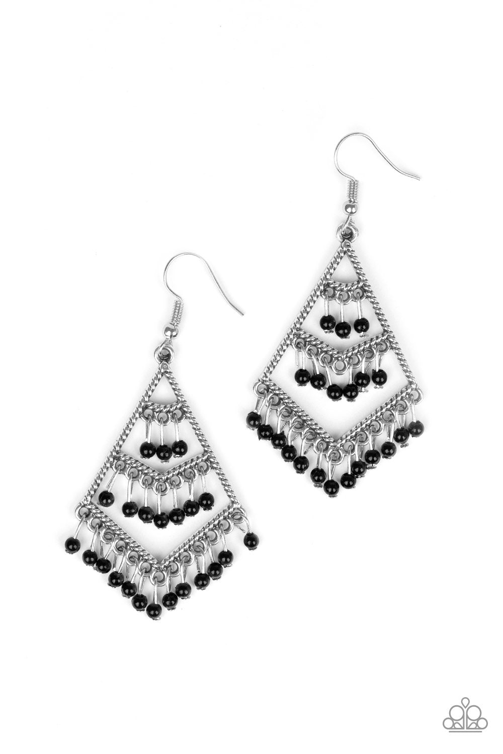 Kite Race - Black Paparazzi Earrings