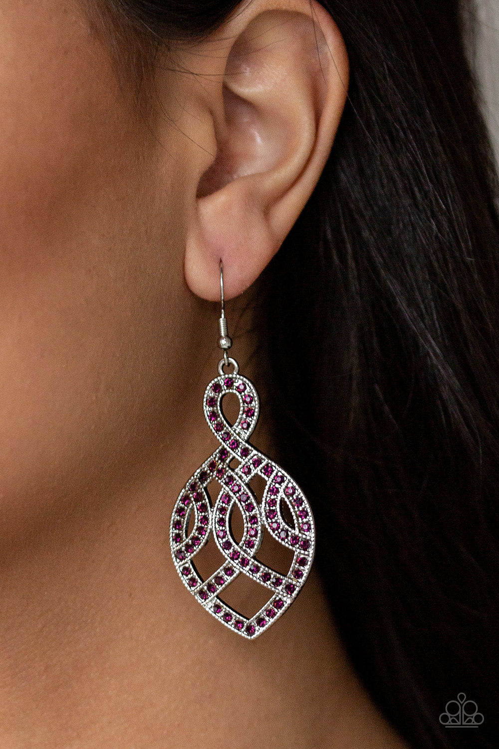 A Grand Statement - Purple Paparazzi Earrings