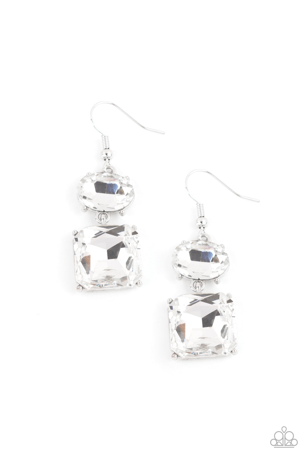 All ICE On Me - White Paparazzi Earrings