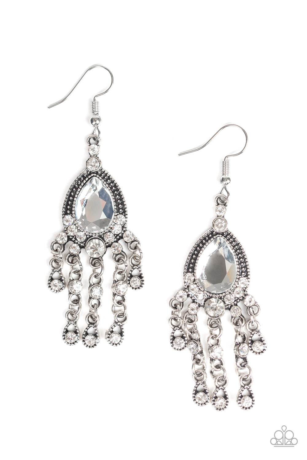 Bling Bliss - White Paparazzi Earrings