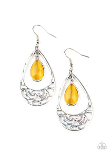 DEW You Feel Me? - Yellow Paparazzi Earrings