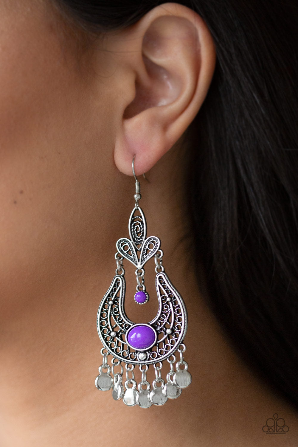 Fiesta Flair - Purple Paparazzi Earrings