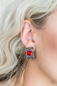 Glamorously Grand Duchess - Red Paparazzi Earrings