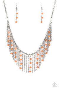 Harlem Hideaway - Orange Paparazzi Necklace Set