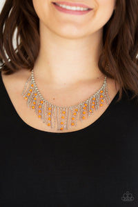 Harlem Hideaway - Orange Paparazzi Necklace Set