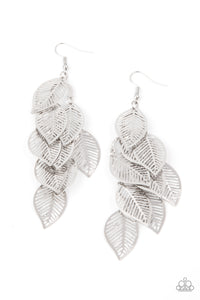 Limitlessly Leafy - Silver Paparazzi Earrings