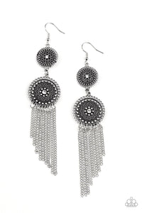 Medallion Mecca - White Paparazzi Earrings