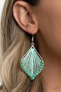 Pulling at My HARP-strings - Green Paparazzi Earrings