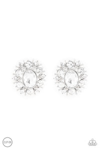 Serious Star Power - White Paparazzi Earrings