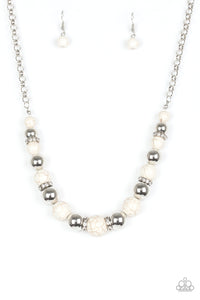 The Ruling Class - White Paparazzi Necklace Set