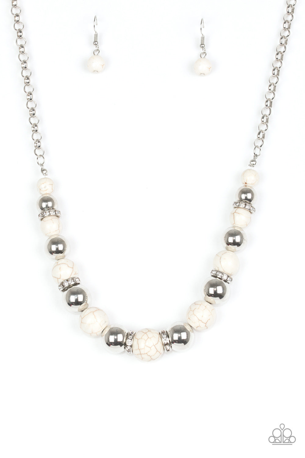 The Ruling Class - White Paparazzi Necklace Set