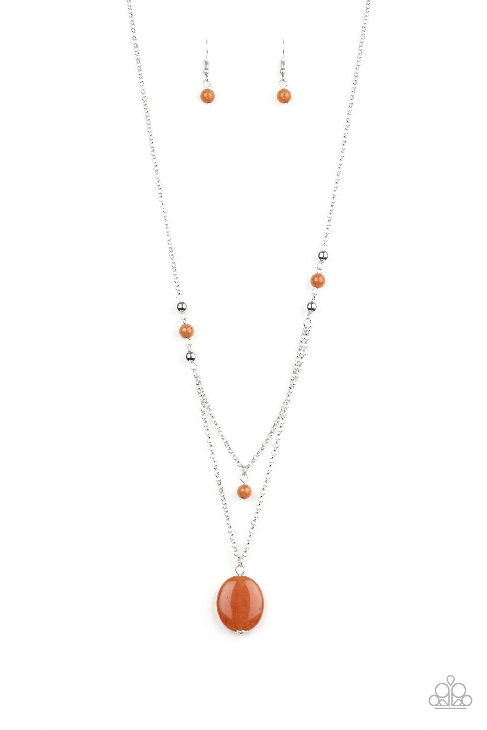 Time To Hit The Roam - Orange Paparazzi Necklace Set